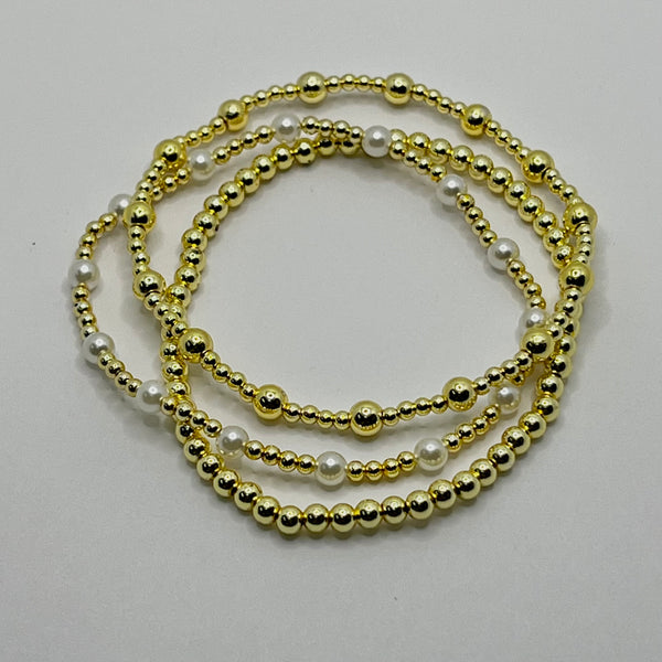 Gold and Pearl Stretch Bracelet