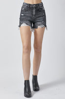 Black Distressed Denim Shorts