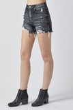 Black Distressed Denim Shorts