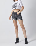 Black Distressed Denim Shorts