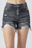 Black Distressed Denim Shorts