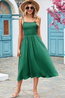 Smocked Spaghetti Strap Midi Dress