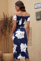 Printed Off-Shoulder Split Dress