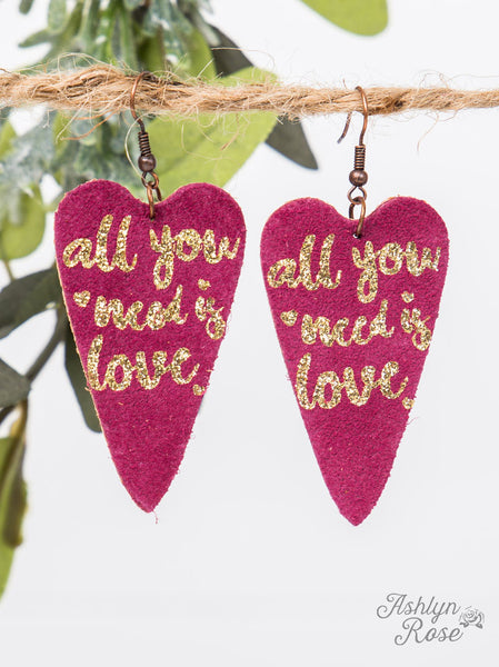 Fuchsia Heart Shaped Earrings