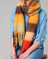 Rust Multi Color Plaid Scarf