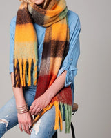 Rust Multi Color Plaid Scarf