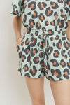 Leopard Print Knitted Shorts