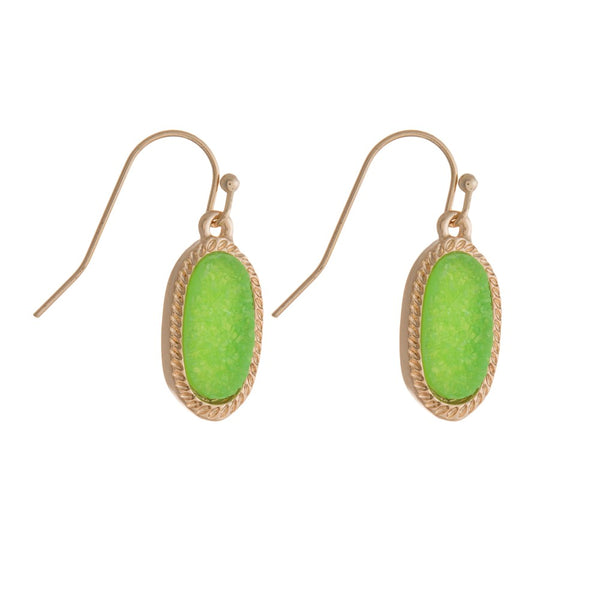 Green Druzy Drop Earrings