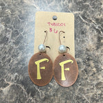 Bronze Plate Initial Earring