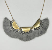 Grey Tri-Tassel Necklace